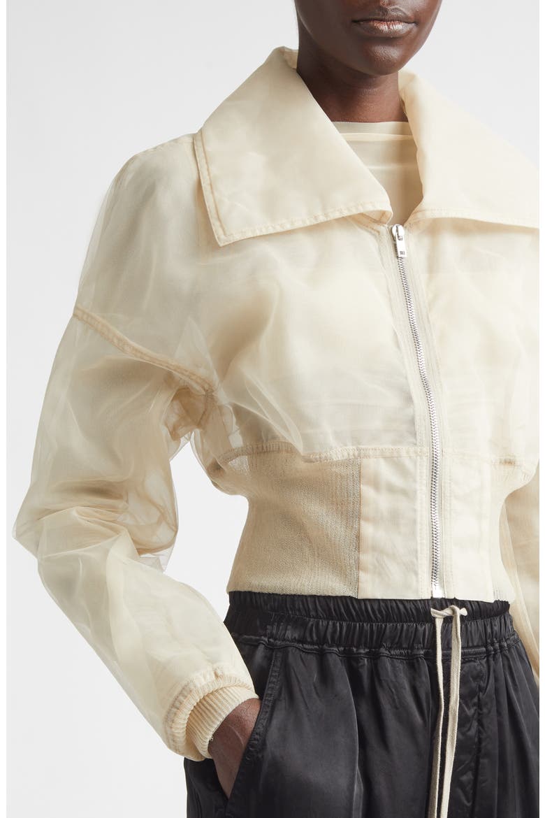 Dracucollar Crop Tulle Bomber Jacket, Alternate, color, SAND