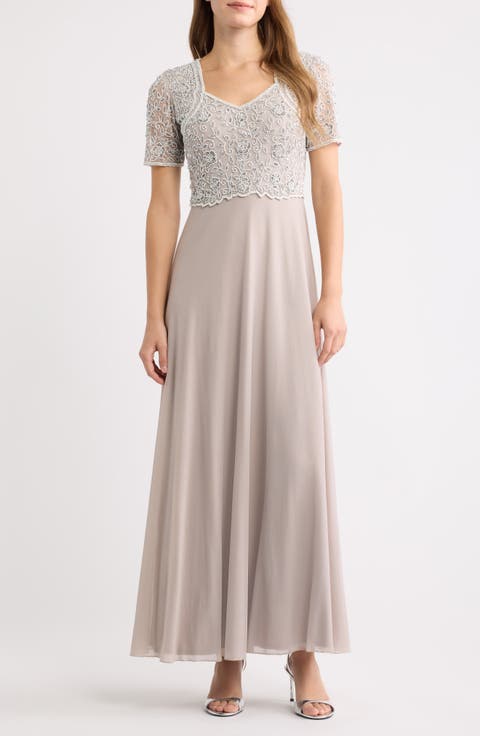 Beaded Bodice A-Line Gown