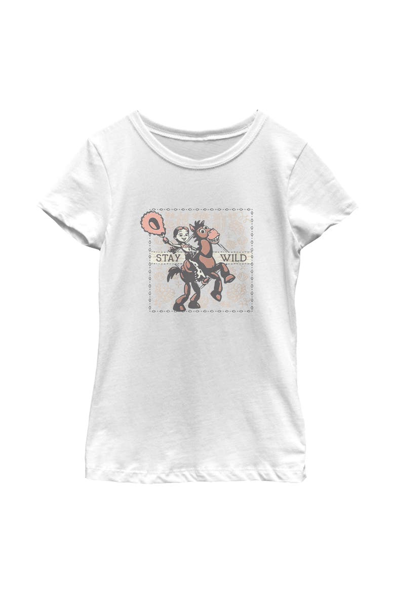 Girl's Toy Story 5 Stay Wild Jessie And Bullseye  Graphic T-Shirt, Main, color, White