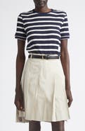Thom Browne Stripe Scallop Edge Short Sleeve Cotton Rib Sweater