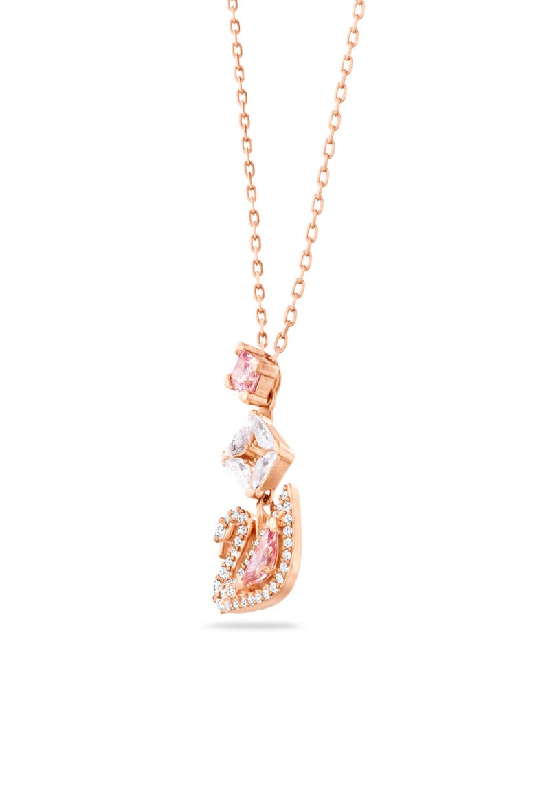 Crystal Swan Pendant Necklace, Alternate, color, PINK