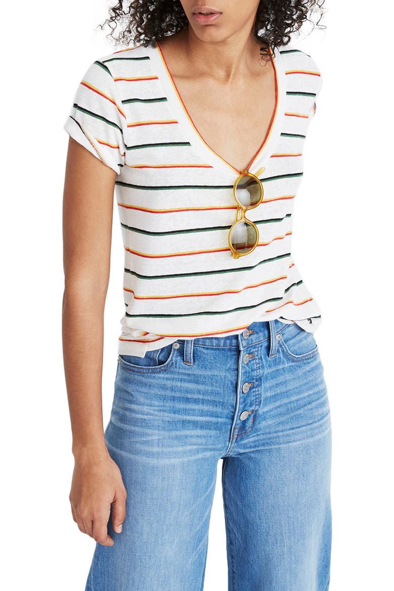 Stripe City Tee, Main, color, BRIGHT IVORY