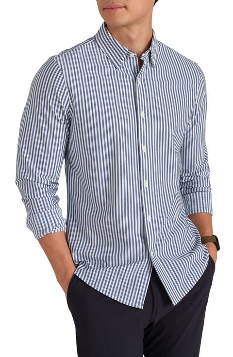 Commuter Slim Fit Stripe Performance Button-Up Shirt