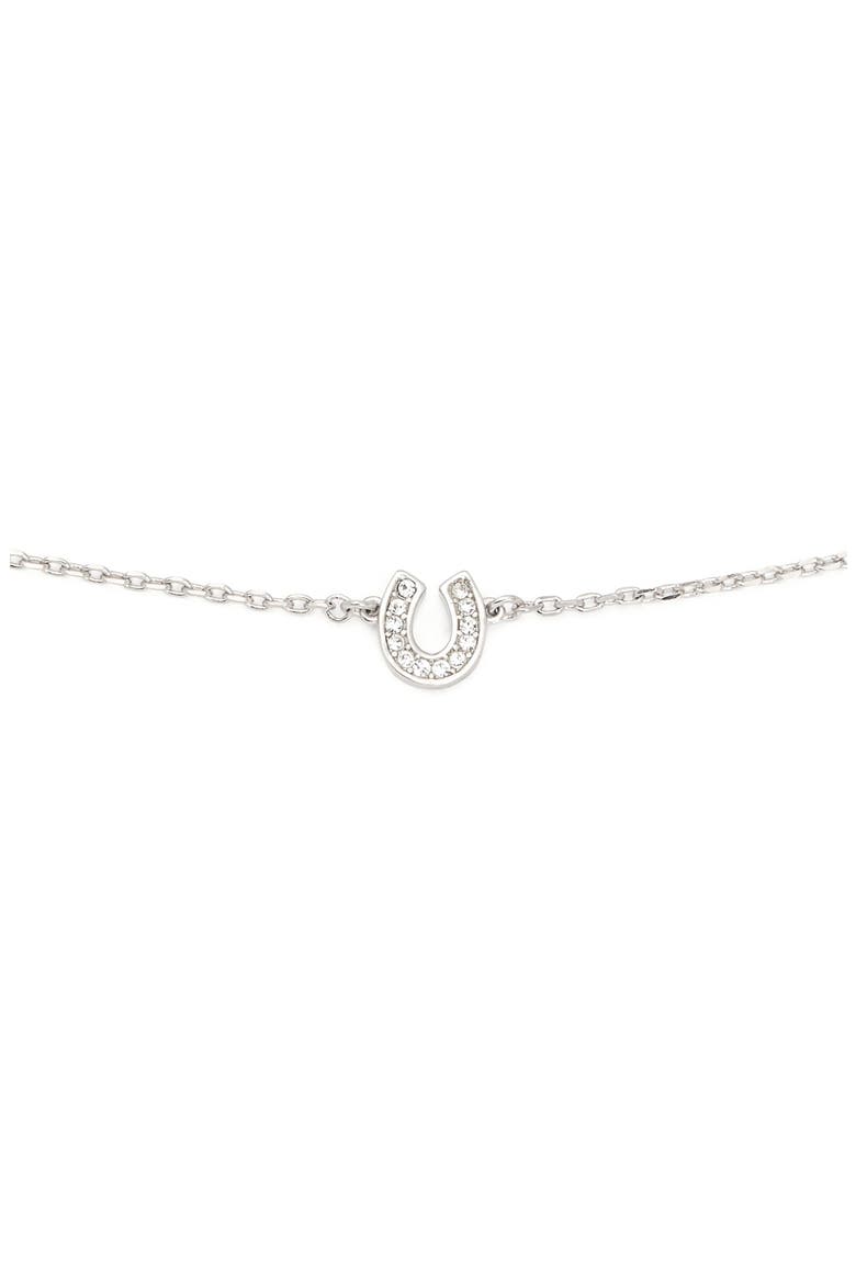 pavé horseshoe charm bracelet, Alternate, color, CLEAR/ SILVER