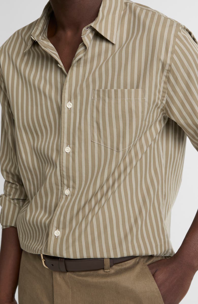 Vince Tryon Stripe Button-Up Shirt, Alternate, color, Kalamata/Smock White