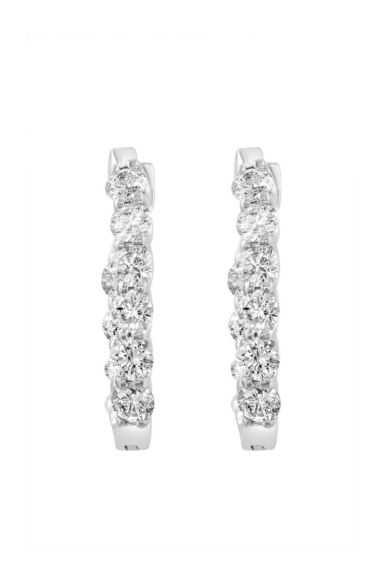 Diamond Scalloped Hoop Earrings in 14K White Gold, Alternate, color, 14K Gold