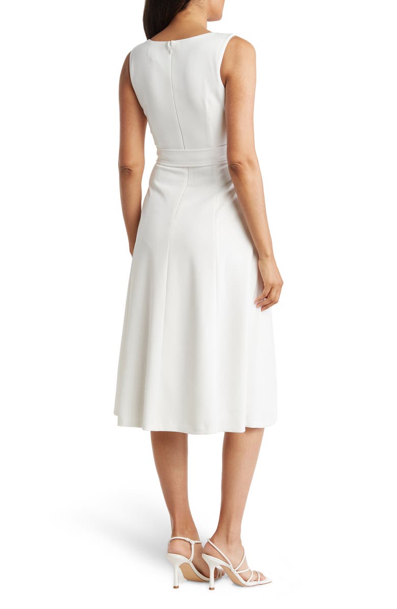 Calvin Klein Belted V-Neck Midi Dress, Alternate, color, 