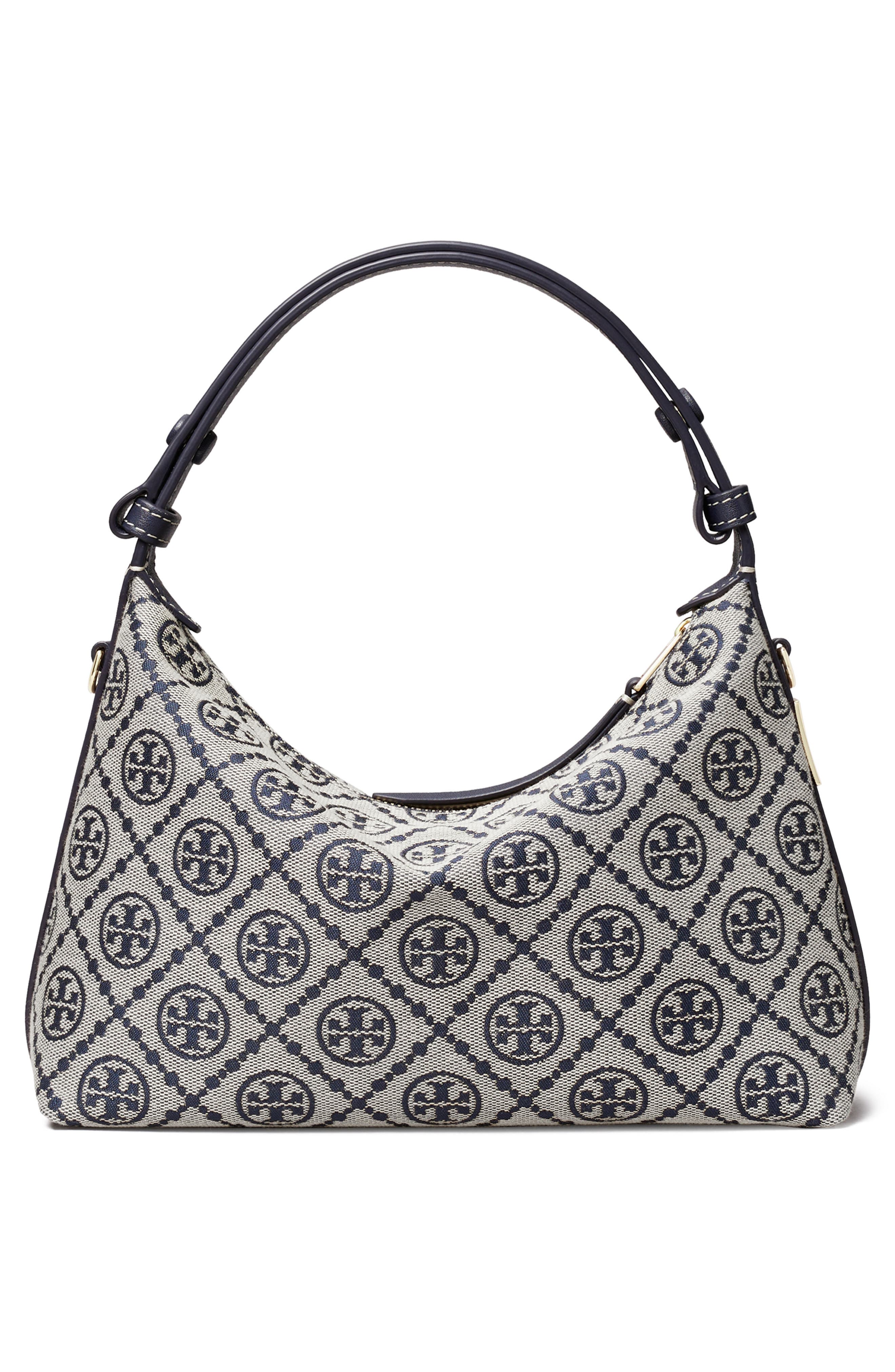 Mellow T Monogram Shoulder Bag, Alternate, color, TORY NAVY