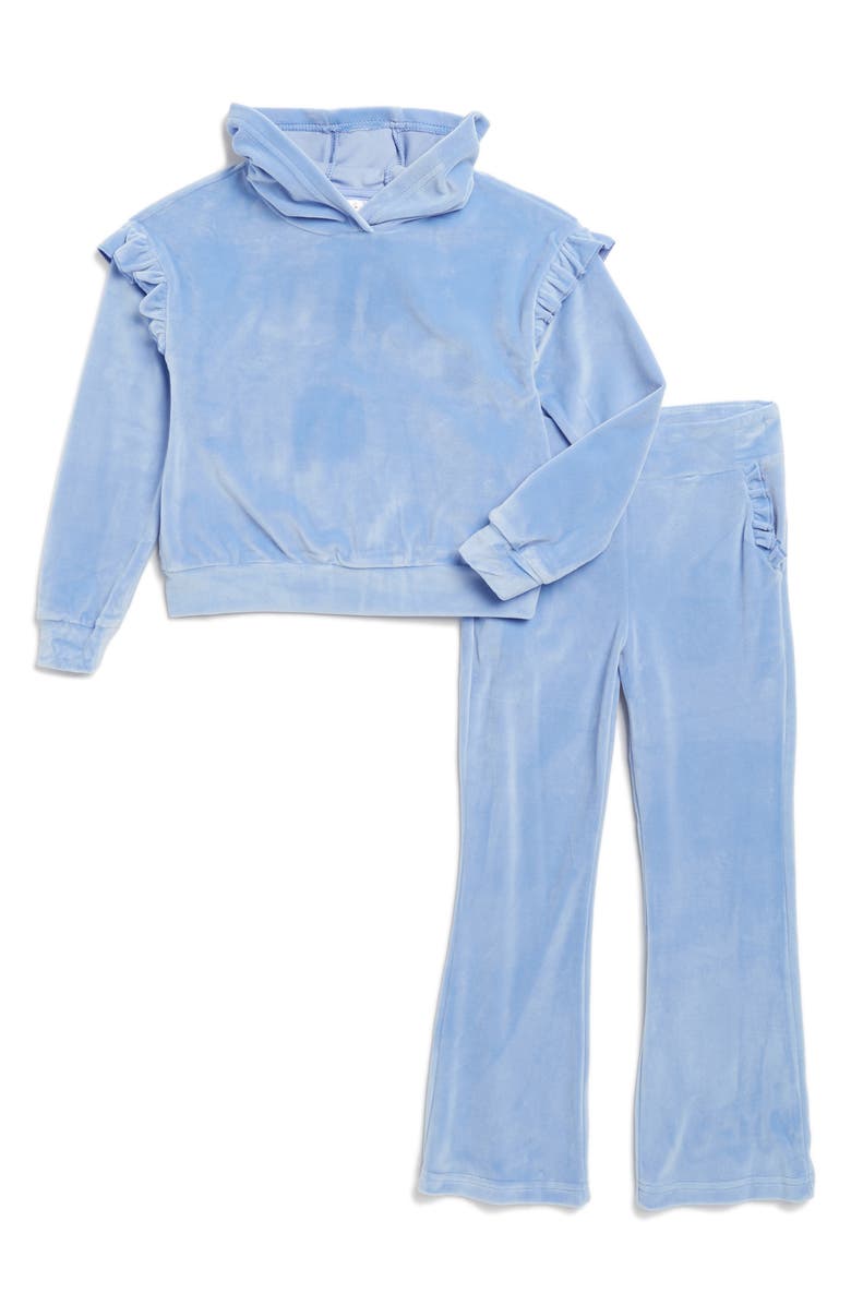 90 DEGREE BY REFLEX Kids' Velour Hoodie & Flare Pants Set, Main, color, Grape Mist