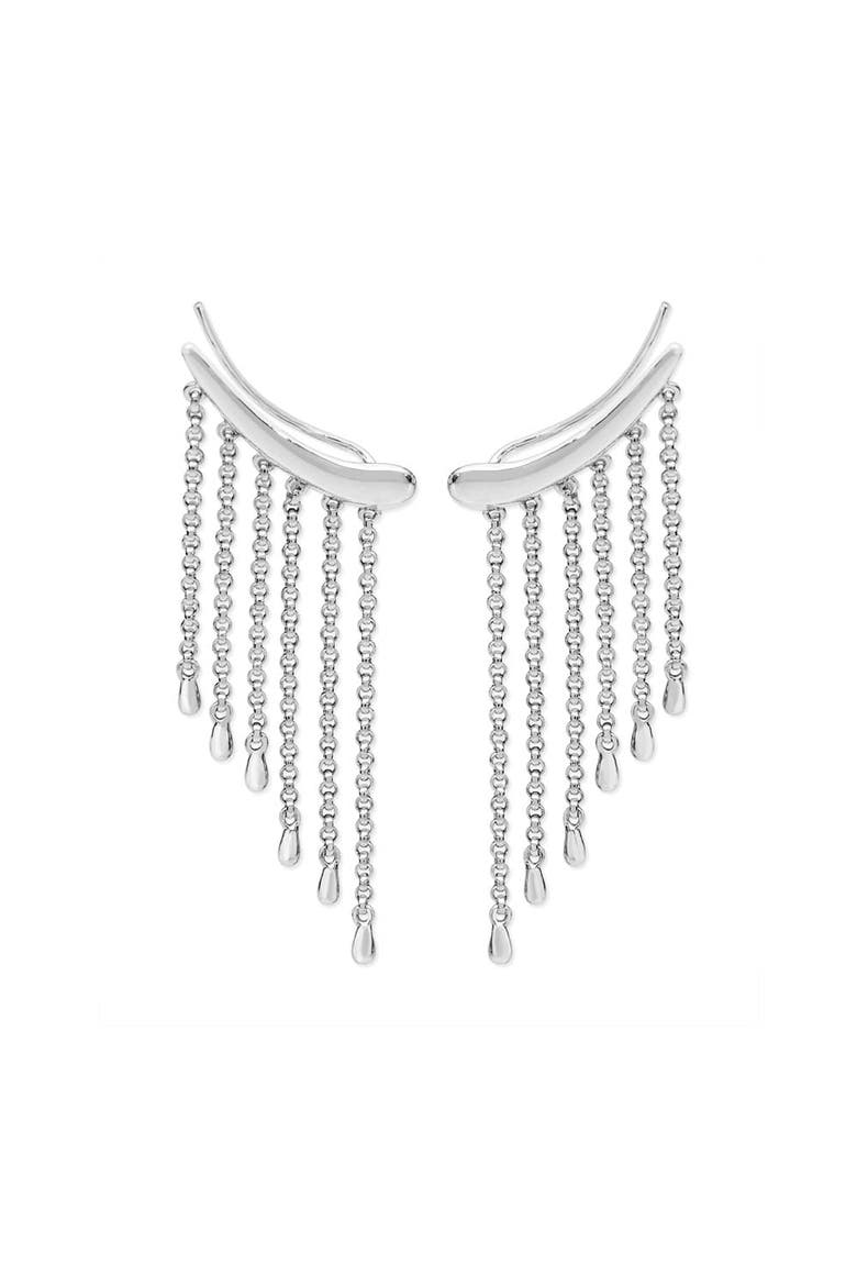 Waterfall Climber Earrings, Main, color, Sterling Silver