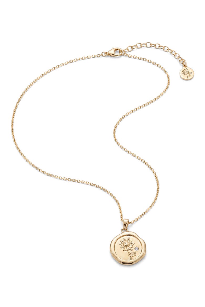 Peony Good Fortune Pendant Necklace, Main, color, CLEAR/ GOLD