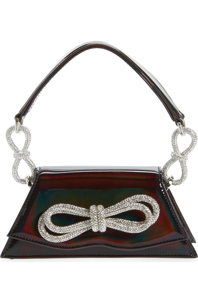 Mach & Mach Mini Samantha Crystal Double Bow Iridescent Top Handle Bag, Main, color,