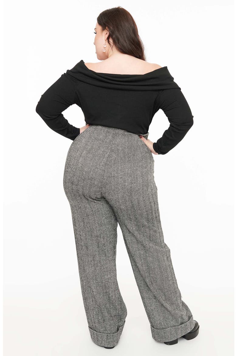 Plus Size 1940s Buttoned Wide Leg Trousers, Alternate, color, Grey