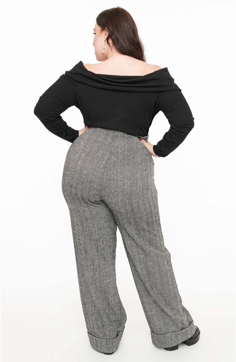 Unique Vintage Plus Size 1940s Buttoned Wide Leg Trousers, Alternate, color,