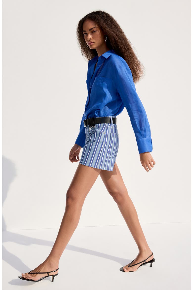Stripe Denim Shorts, Alternate, color, BLUE