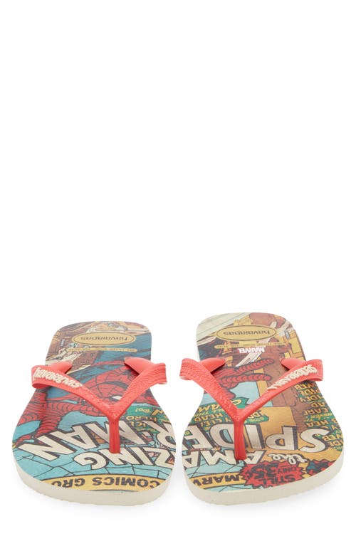 Havaianas X Marvel Flip Flop In Beige/red