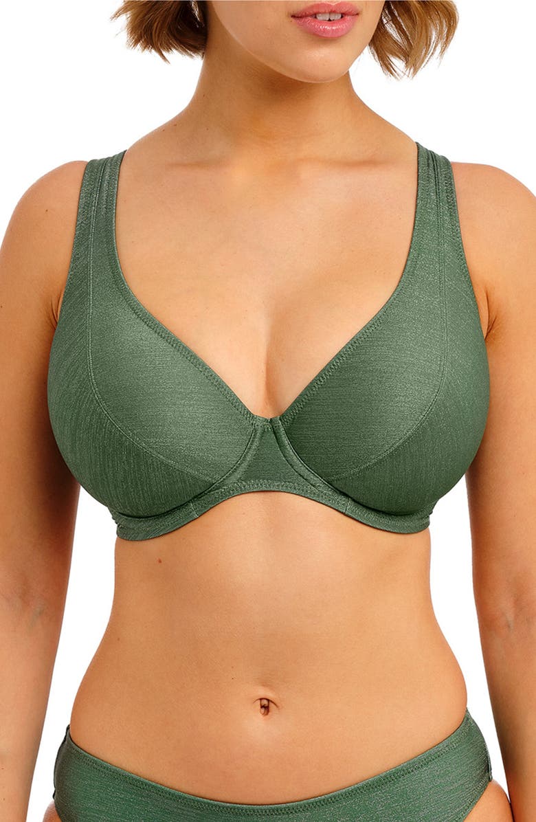 Freya Arizona Wave Underwire High Apex Bikini Top, Main, color, Fern