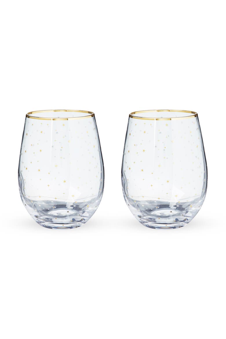 Starlight Stemless Wine Glasses Set of 2, Alternate, color, Gold