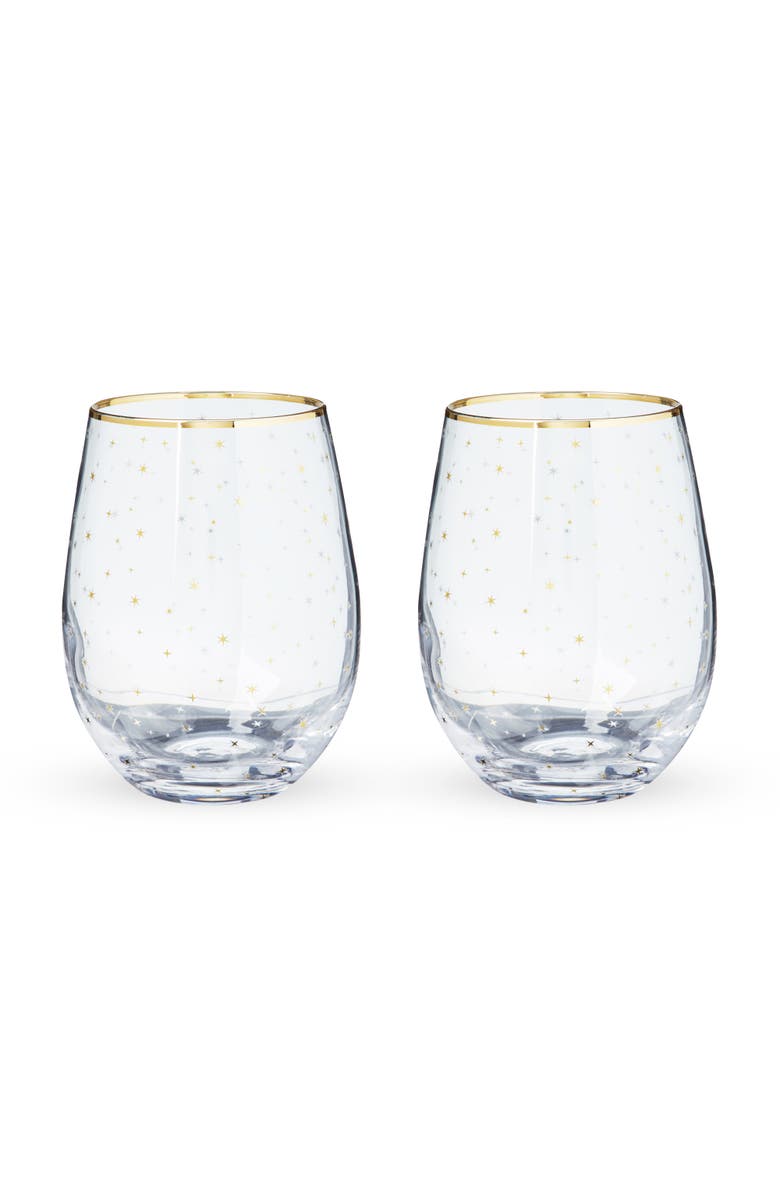 TWINE Starlight Stemless Wine Glasses Set of 2, Alternate, color, Gold