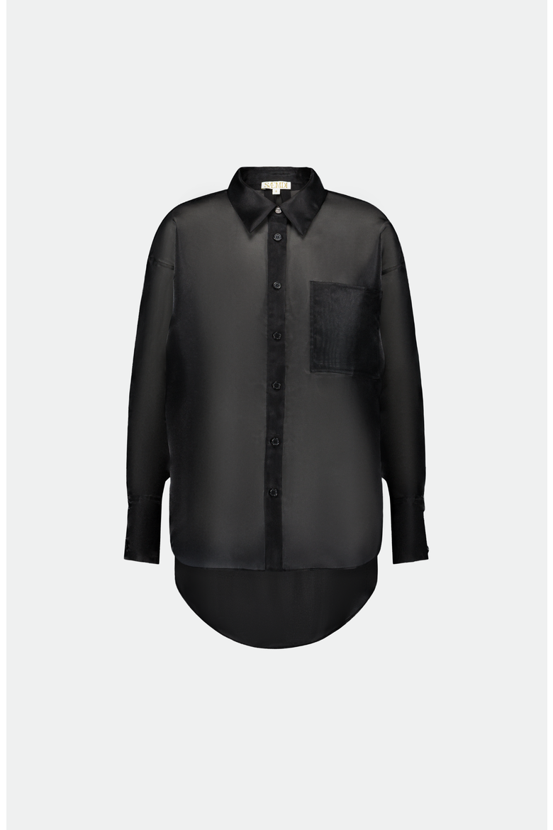 Oversized Organza Shirt, Main, color, Black