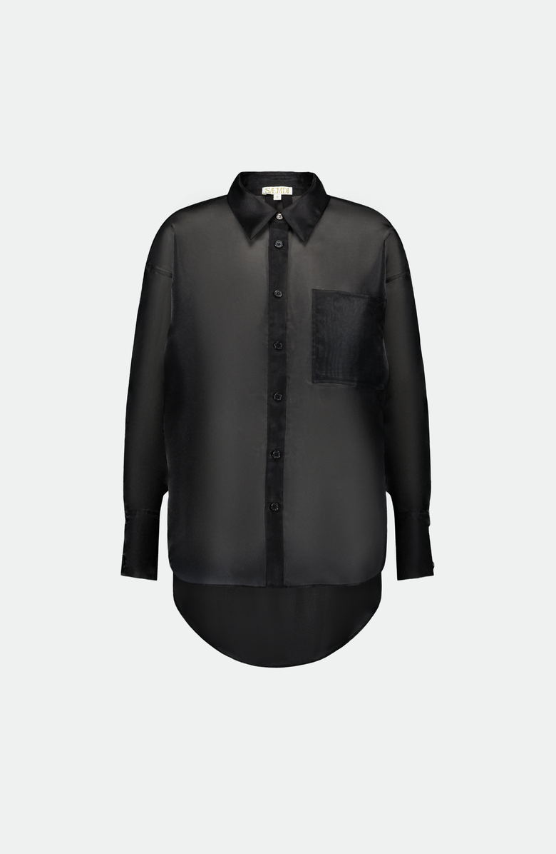SAEMDI Oversized Organza Shirt, Main, color, Black
