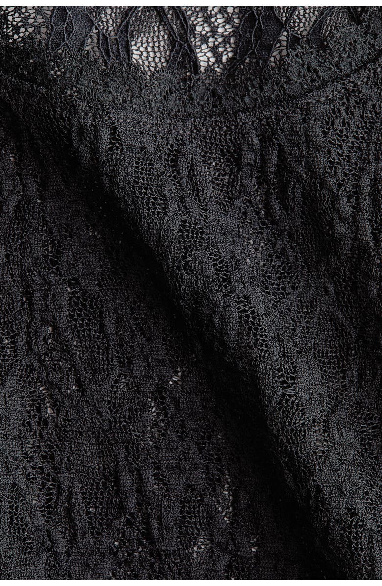 H&M Lace-look jersey thong bodysuit, Alternate, color, Black