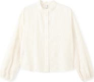 MANGO Embroidered Button-Up Top