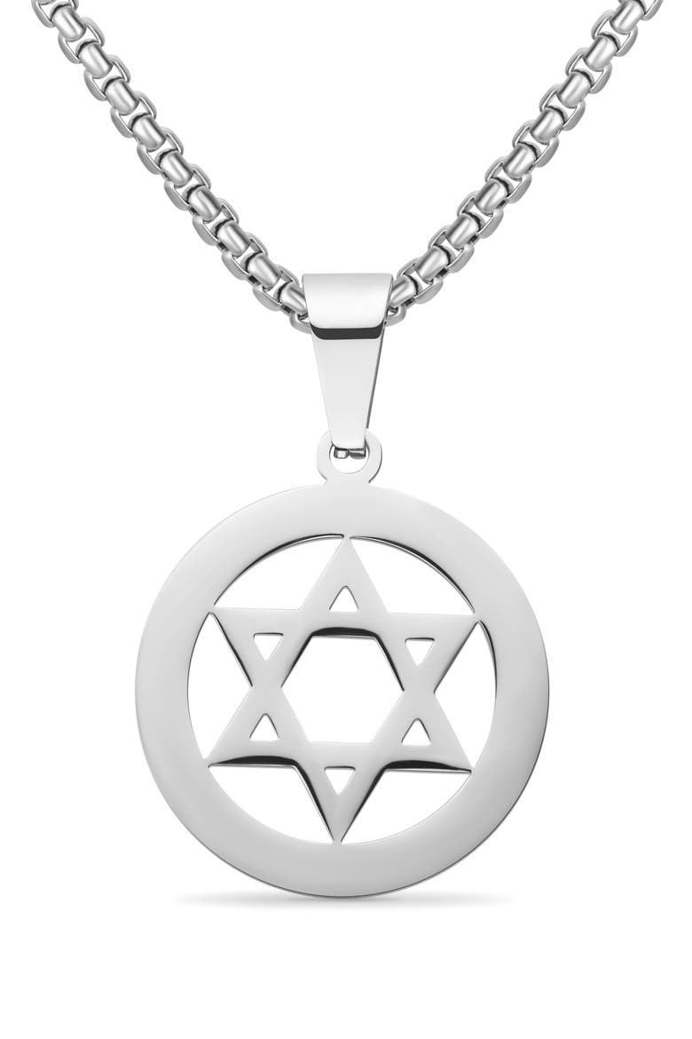 Star of David Pendant Necklace, Main, color, SILVER