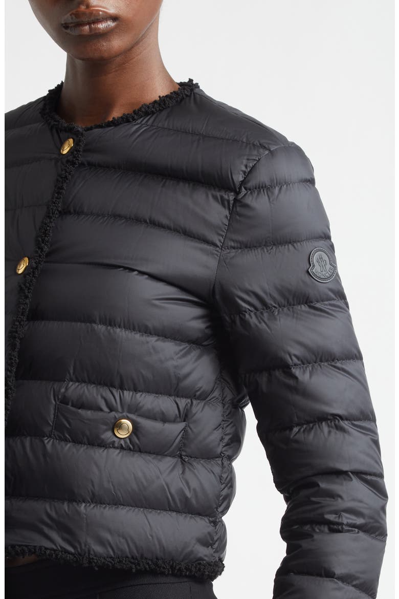Fleurs Down Puffer Jacket, Alternate, color, BLACK