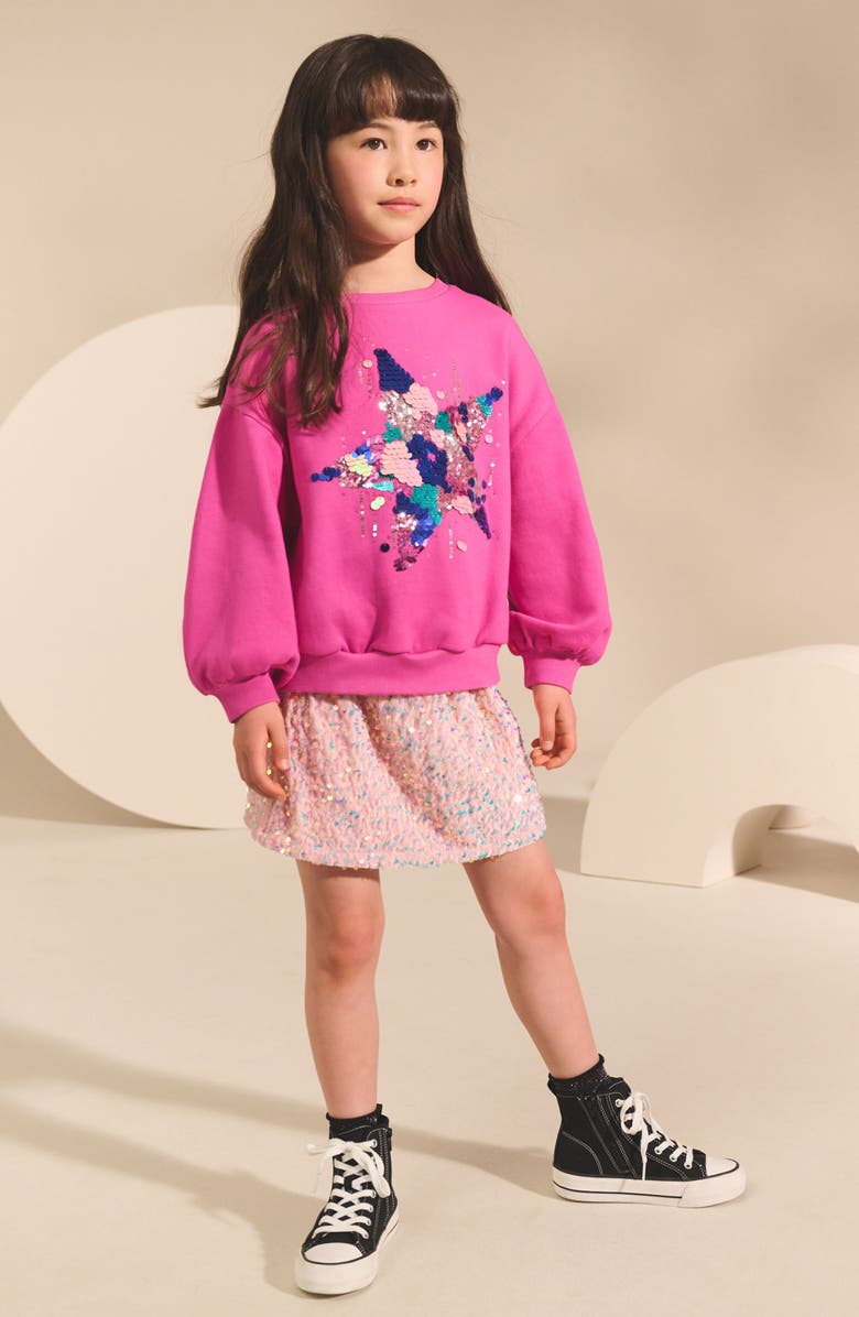 NEXT Kids' Sequin Star Sweatshirt, Alternate, color, Pink
