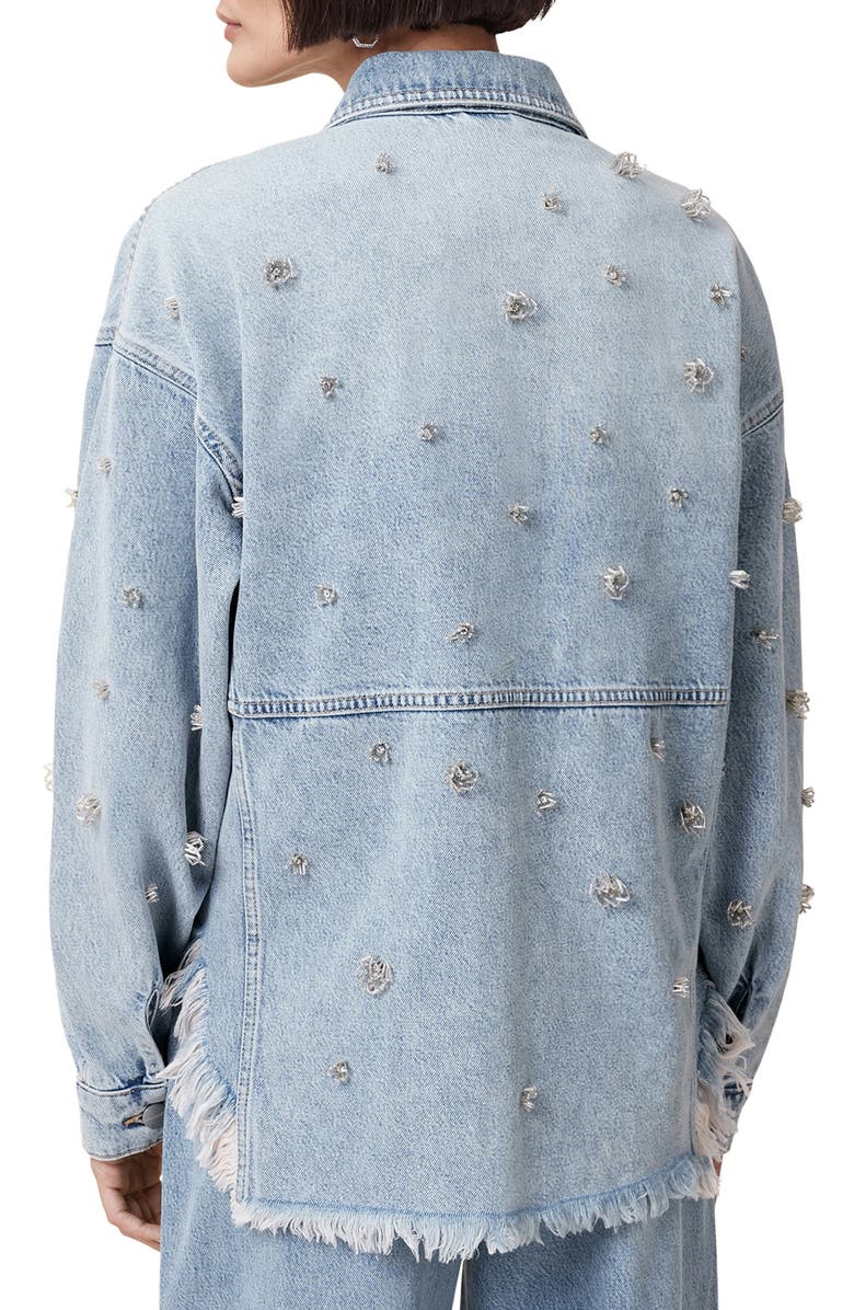 AllSaints Hettie Embellished Denim Shacket, Alternate, color, 