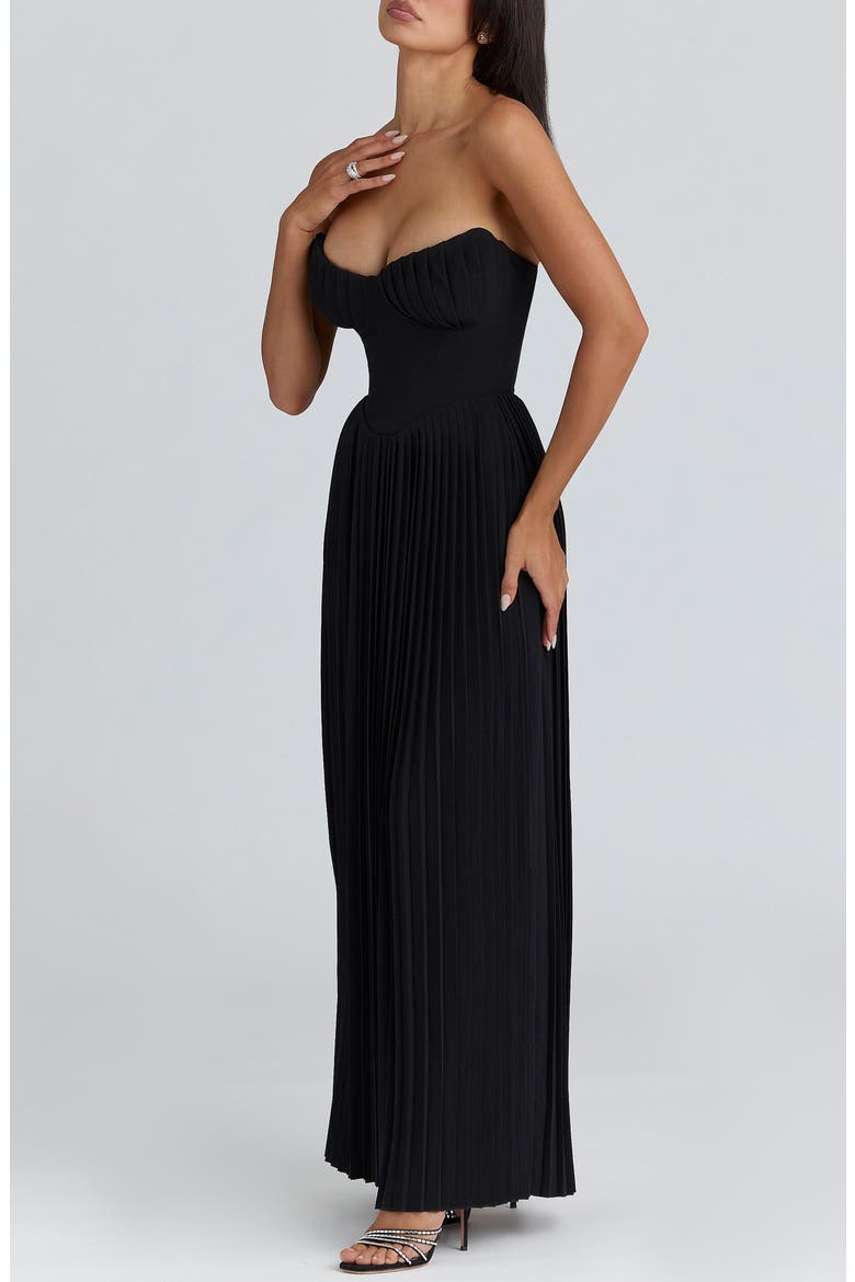 Marcella Pleated Georgette Dress, Alternate, color, BLACK