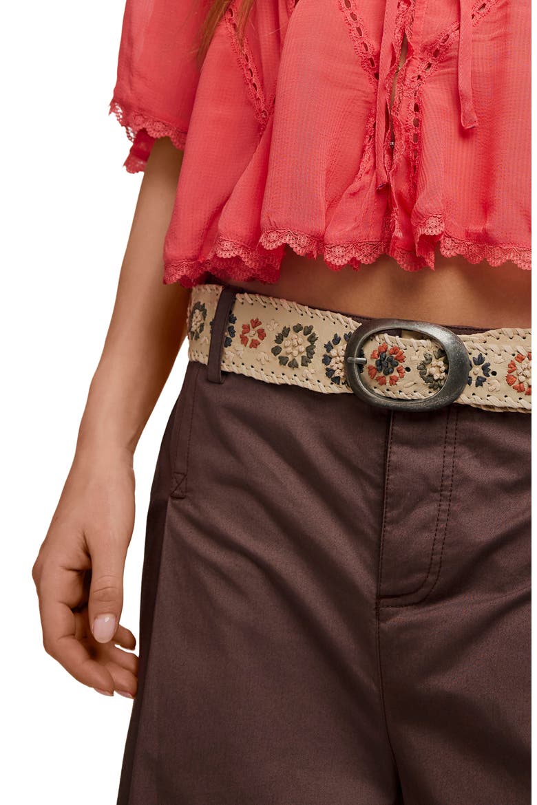 Dreaming Whipstitch Leather Belt, Alternate, color, NATURAL