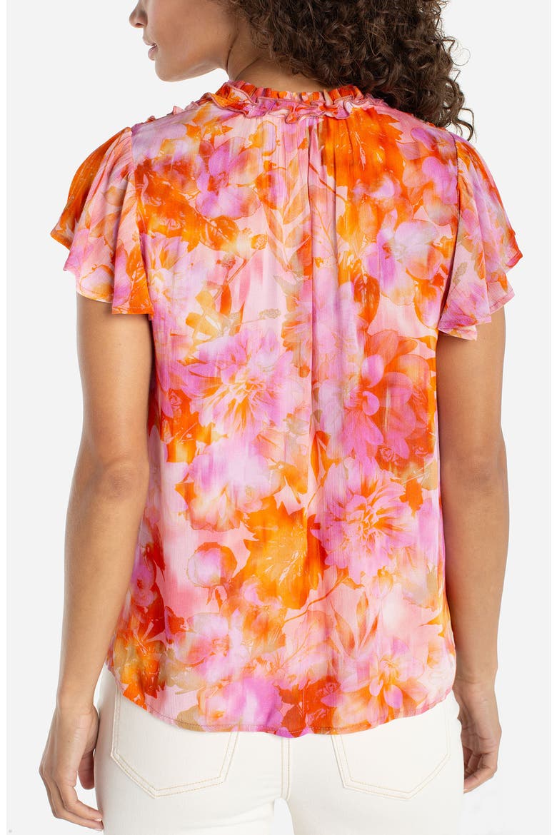 Floral Print Ruffle Top, Alternate, color, ORANGE/ PINK MULTI