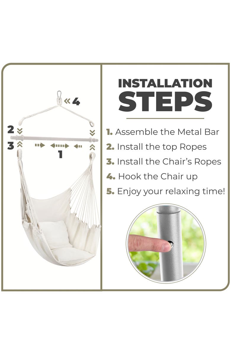 SORBUS Hanging Rope Hammock Swing Chair, Alternate, color, White