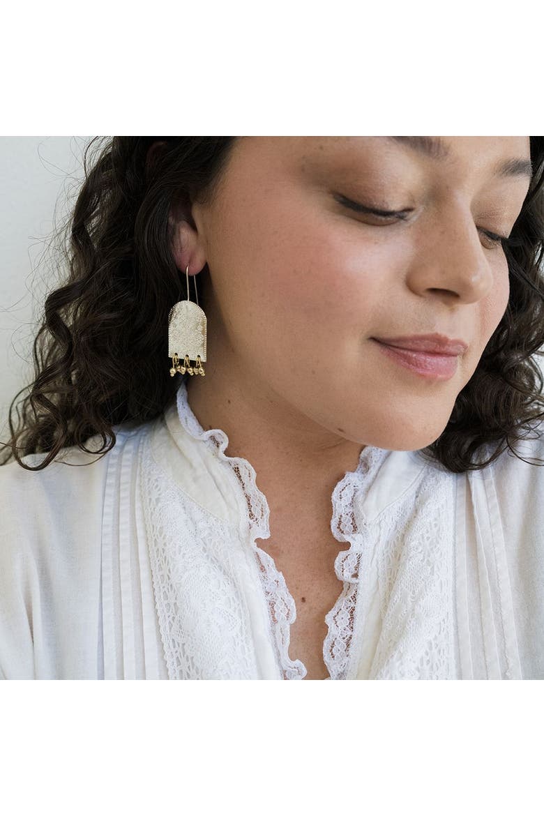 Haveli Etched Statement Earring, Alternate, color, Bronze