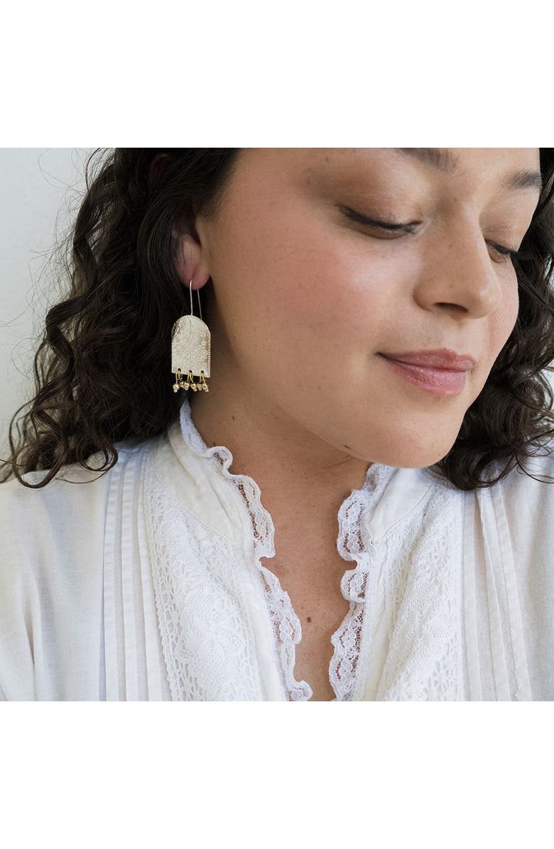 Matr Boomie Haveli Etched Statement Earring, Alternate, color, Bronze