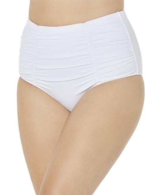 Swimsuits For All Shirred High Waist Swim Brief In White