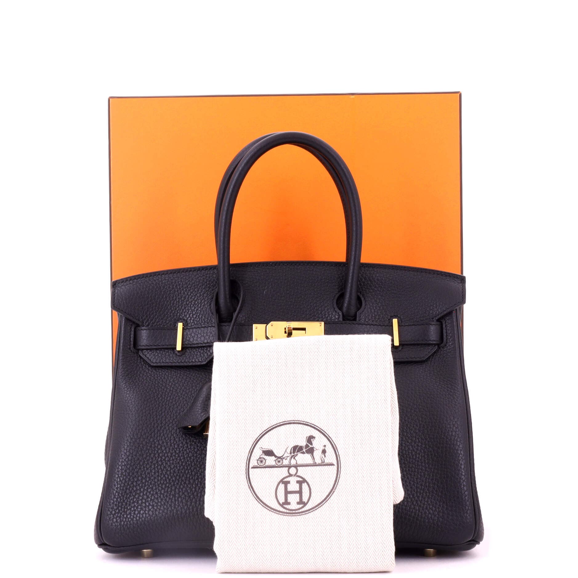 Pre-Owned Hermes Birkin Handbag Black Clemence with Gold Hardware 30, Alternate, color, Noir
