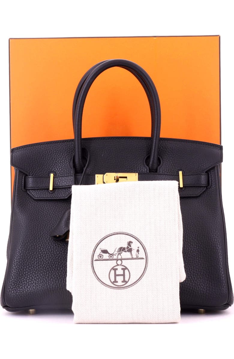 Pre-Owned Hermes Birkin Handbag Black Clemence with Gold Hardware 30, Alternate, color, Noir