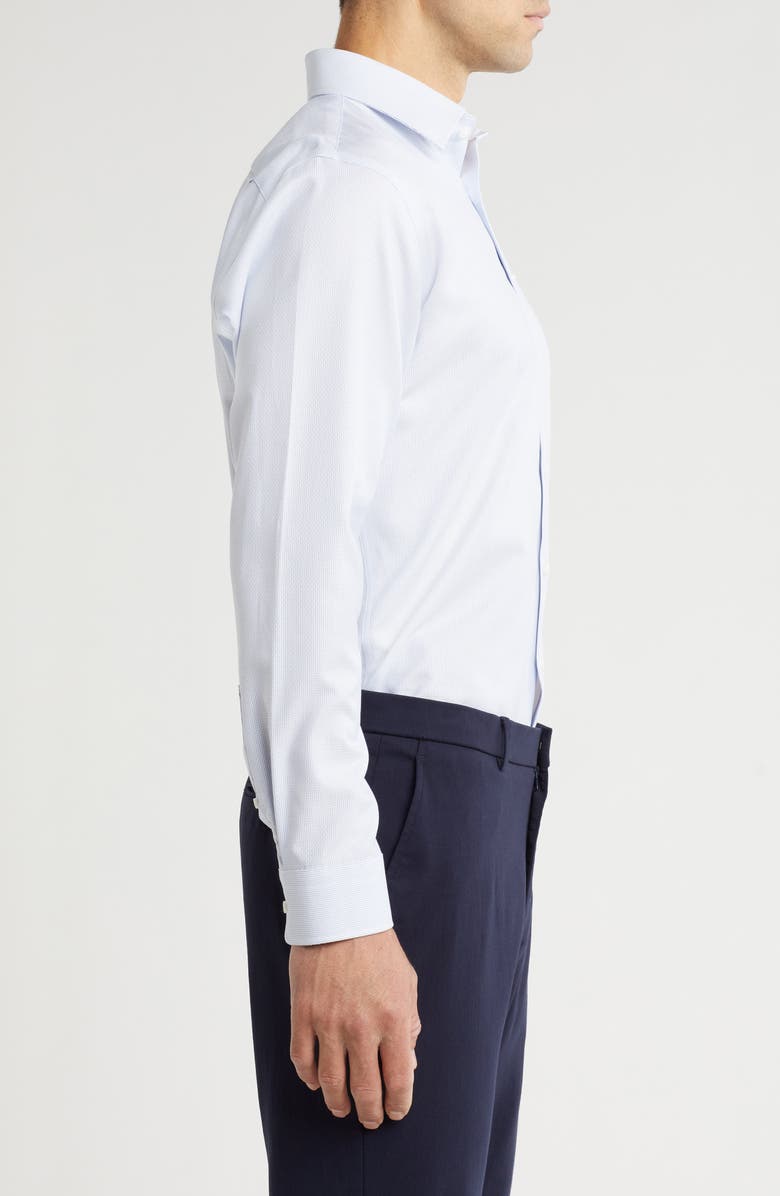 Nordstrom Trim Fit Premium Non-Iron Ticking Stripe Cotton Dress Shirt, Alternate, color, Blue Ticking Stripe