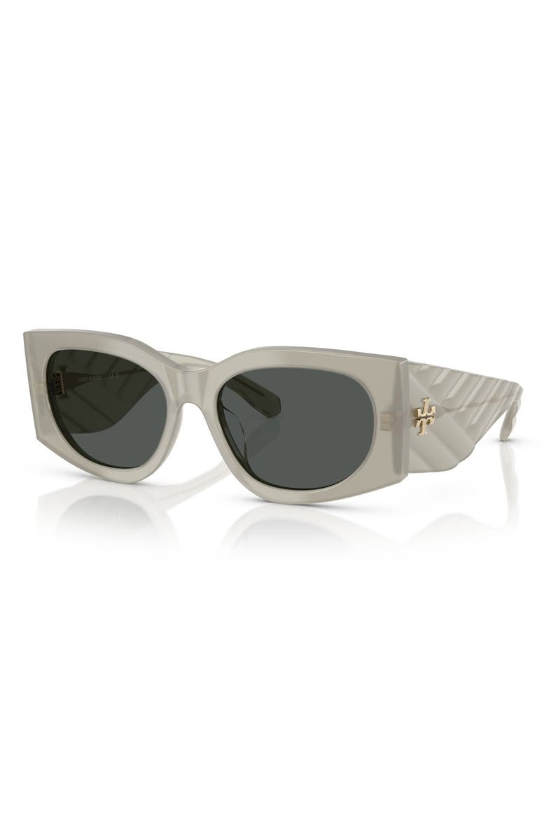 Tory Burch Kira 56mm Rectangular Sunglasses, Alternate, color, Grey Green