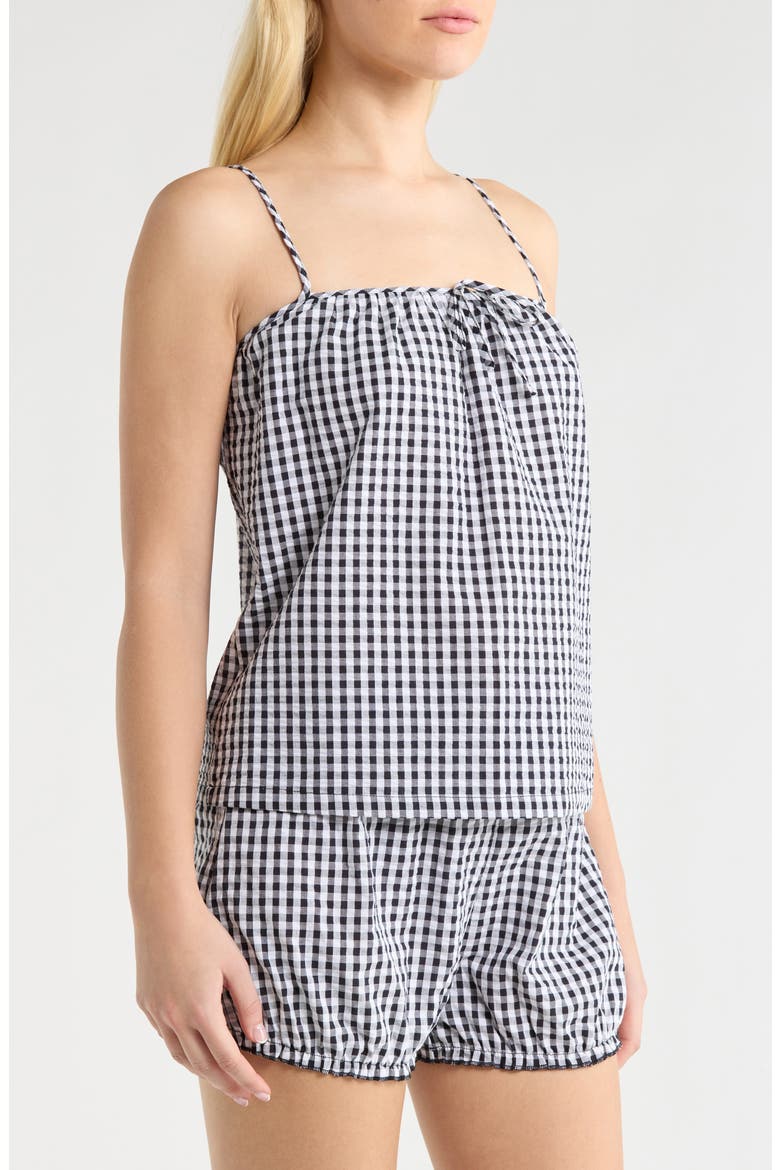 Gingham Seersucker Cami & Bloomer Short Pajamas, Alternate, color, UTILITY BLUE COMBO