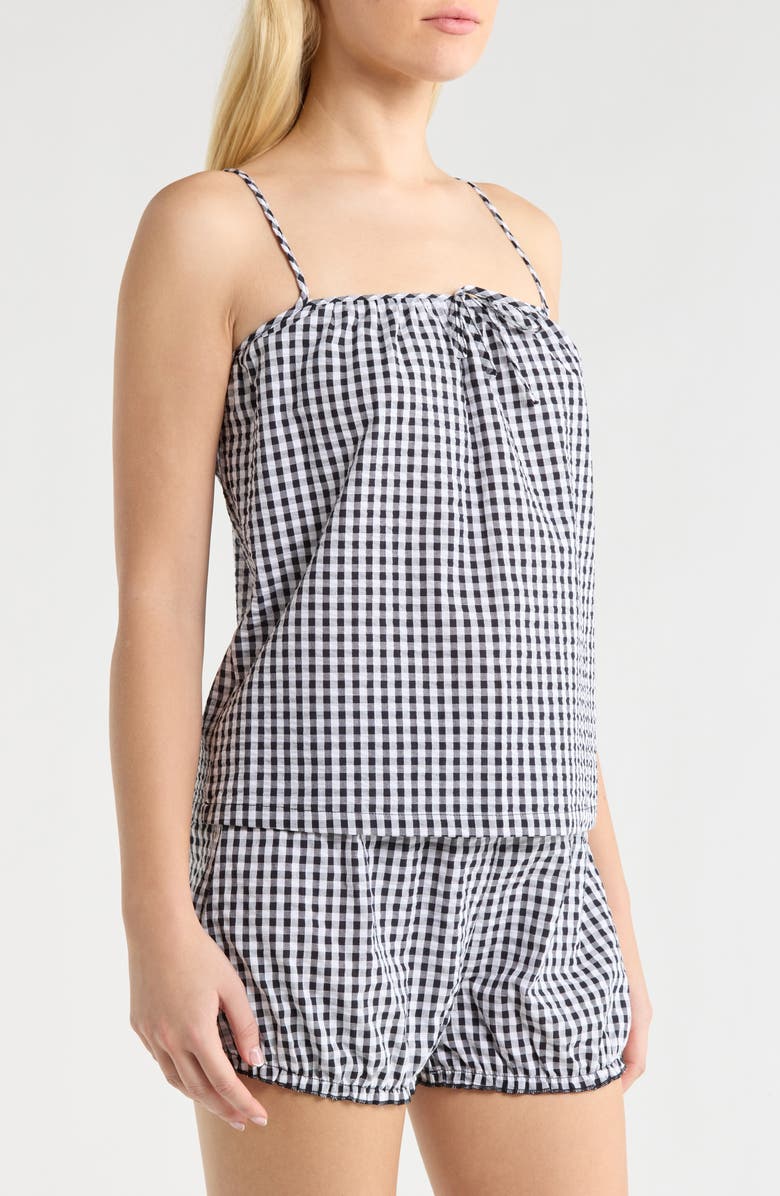 French Connection Gingham Seersucker Cami & Bloomer Short Pajamas, Alternate, color, Utility Blue Combo