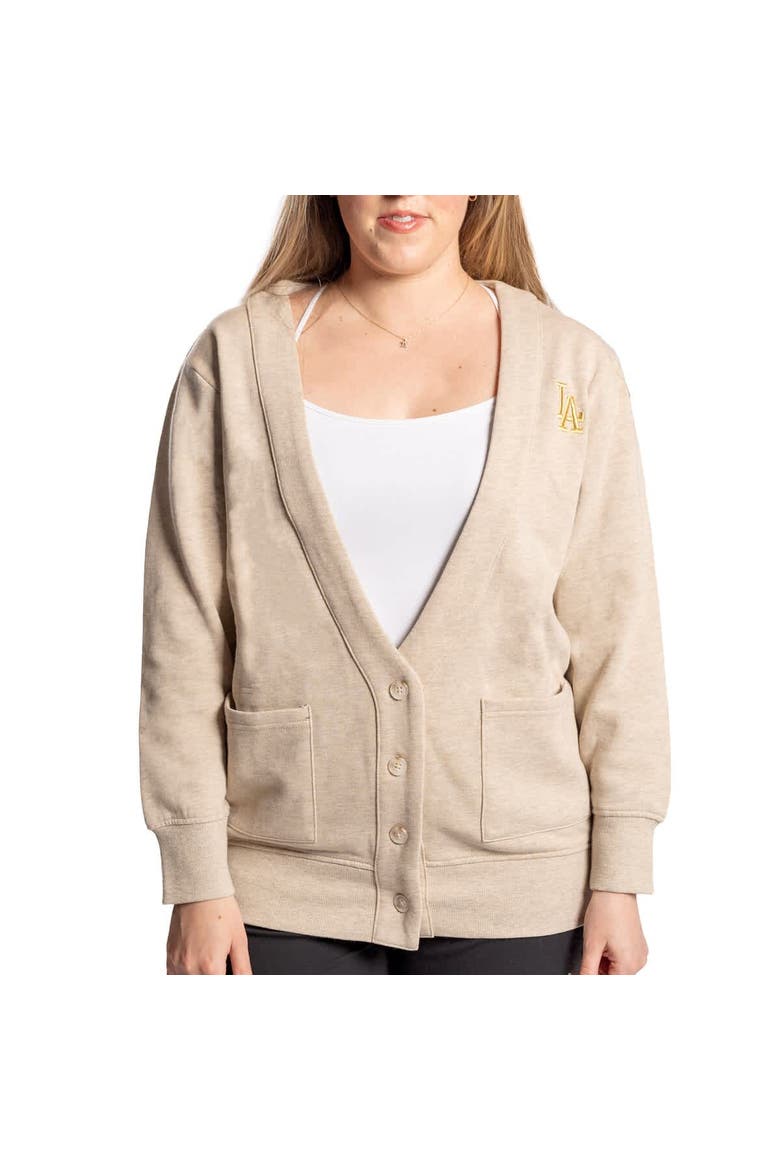 Women's Lusso  Natural Los Angeles Dodgers Malibu Full-Button Cardigan, Main, color, Natural