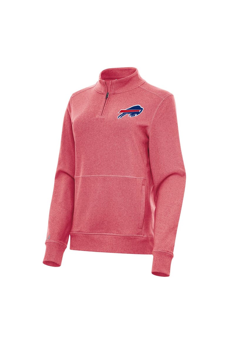 Women's Antigua  Heather Red Buffalo Bills Crush Quarter-Zip Jacket, Main, color, Heather Red