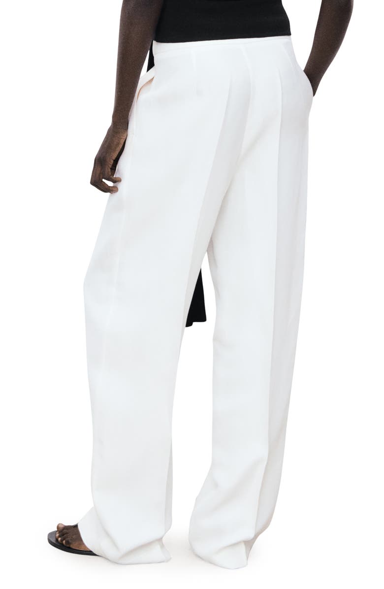 MANGO Pleated Straight Leg Pants, Alternate, color, White