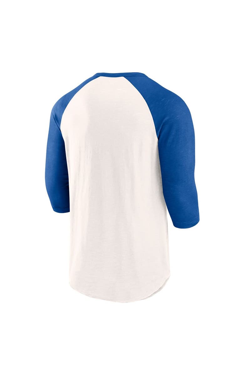 FANATICS Men's Fanatics White/Royal Atlanta Braves Backdoor Slider Raglan 3/4-Sleeve T-Shirt, Alternate, color, 