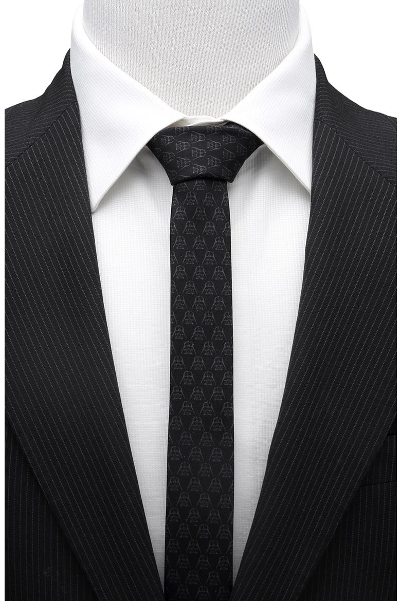 Black Darth Vader Silk Skinny Tie, Alternate, color, BLACK
