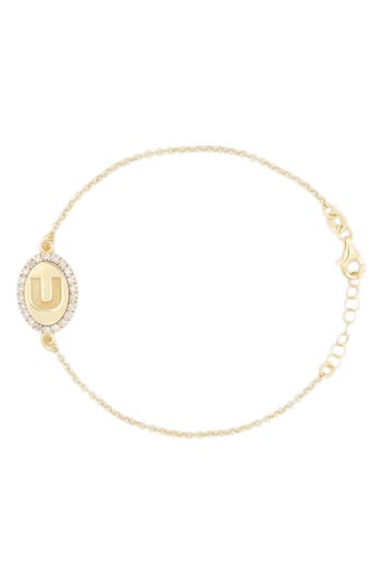 Meshmerise Diamond Initial Disc Bracelet In Gold